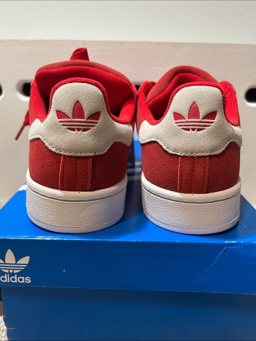Adidas Campus 00s Scarlet Red and White Suede Sneakers - Picture 4 of 8